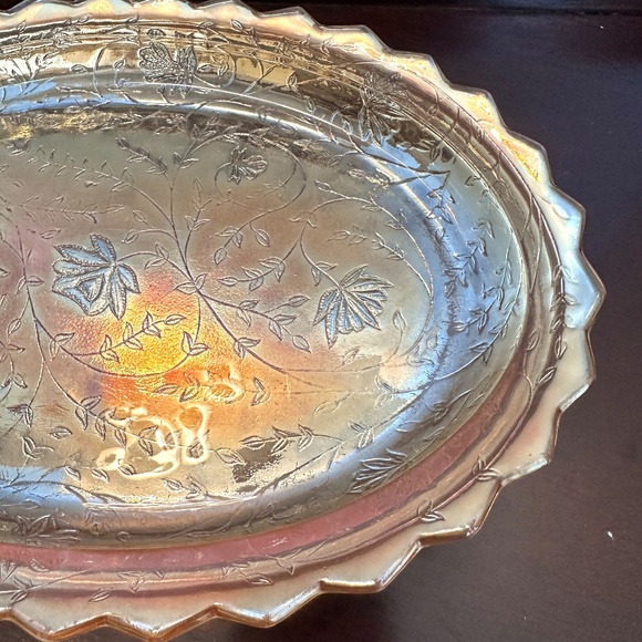 1950s Jeannette Glass Company Floragold oval plate or tray - Picture 6 of 8